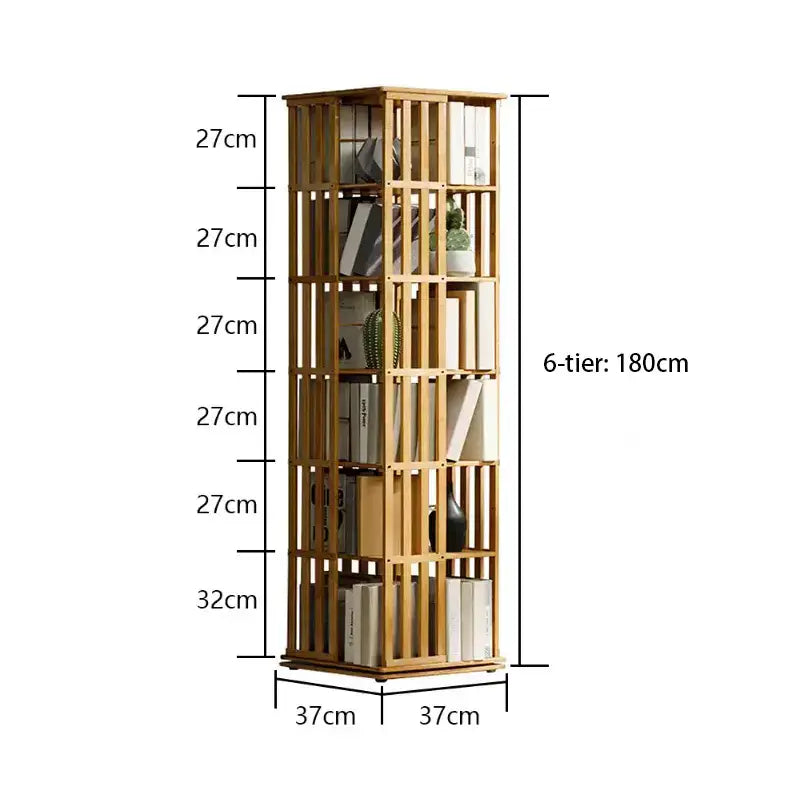 BIBLIOTECA giratoria de madera con tres niveles. Altura:…